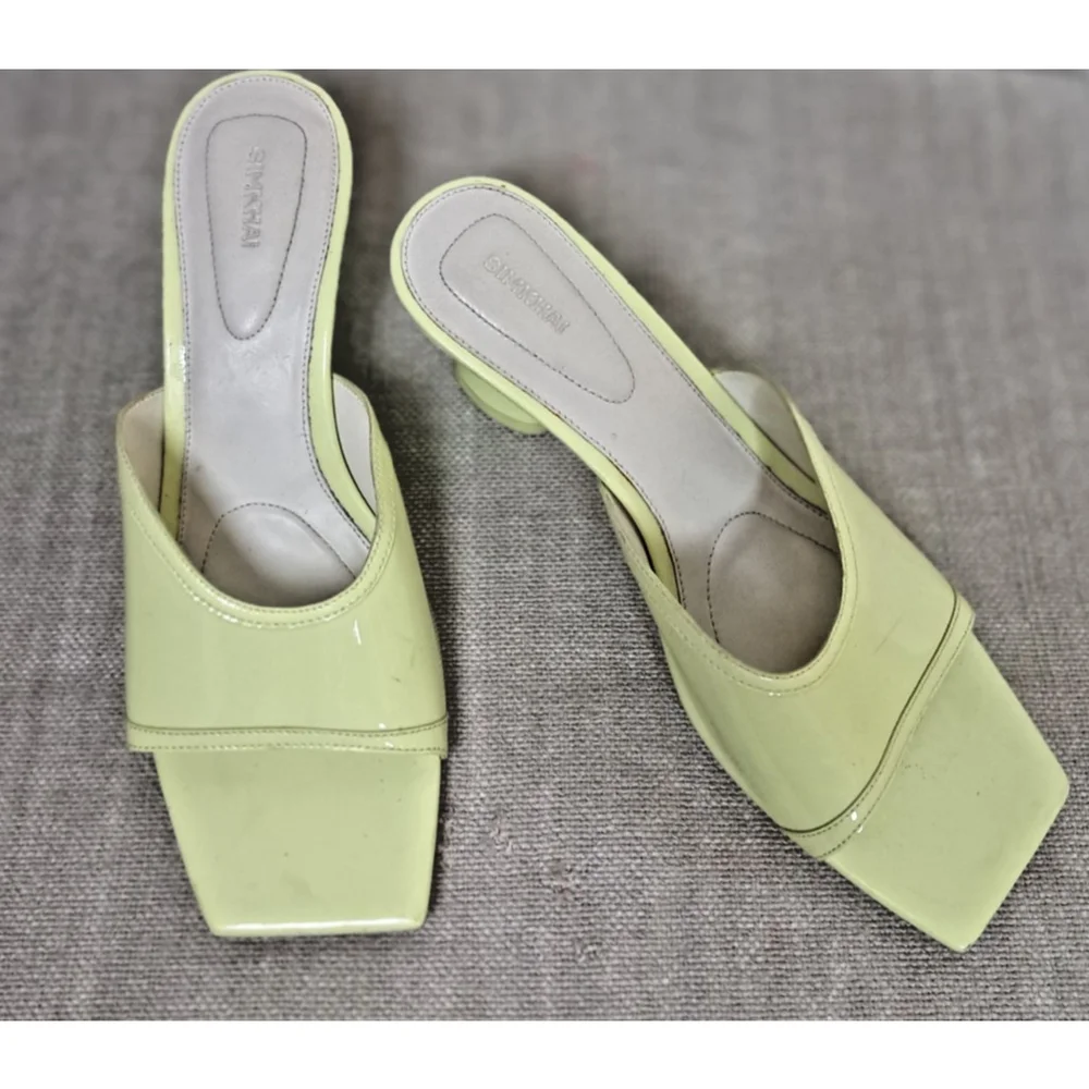 Simkhai Sandals Size EU40/US 9-9.5 Green Neon Patient Leather‎ Slip-On